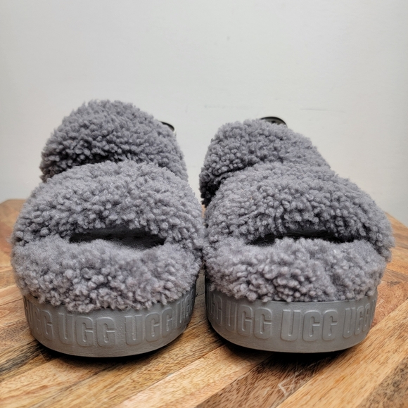 Grey Ugg Oh Fluffita Sandals Platform - Picture 2 of 9